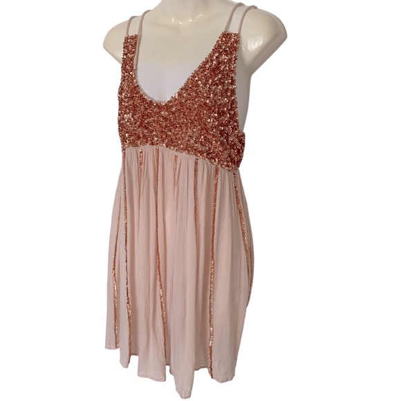 NWT Free People rose gold sequin dress size Small - Picture 4 of 7